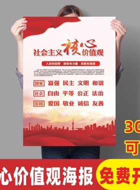 24字社会主义核心价值观海报墙贴