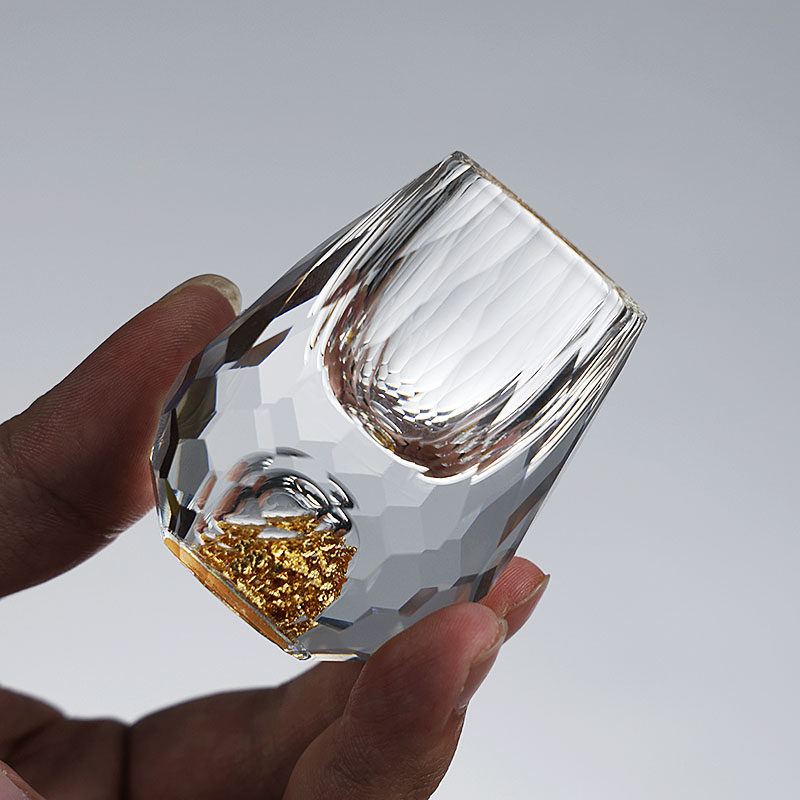 创意钻石切面水晶玻璃白酒杯轻奢金箔品鉴杯厚底烈酒杯子家用酒盅,餐饮具,白酒杯,淘宝优惠券,粉丝福利购,淘宝优惠卷