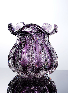 轻奢紫色福袋琉璃花瓶艺术钱袋子客厅玄关插花瓶乔迁礼鲜花器摆件