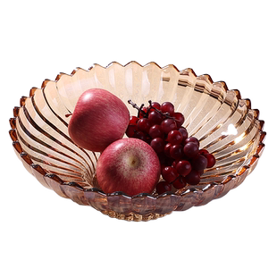 欧式创意轻奢简约家用水晶玻璃水果盘客厅待客茶几超大号果盆