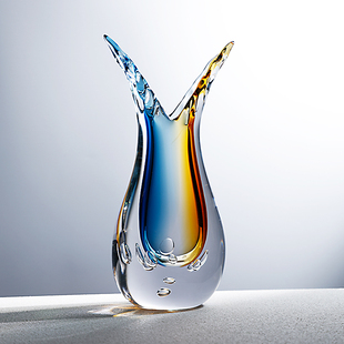 轻奢创意琉璃花瓶客厅玄关摆件水养花艺插花瓶家居样板间装 饰