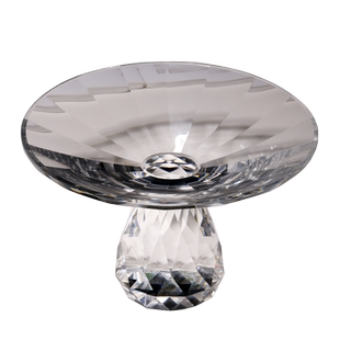 紫色轻奢K9精致高脚水晶玻璃糖果盘家用客厅零食点心干果盘圆果碟