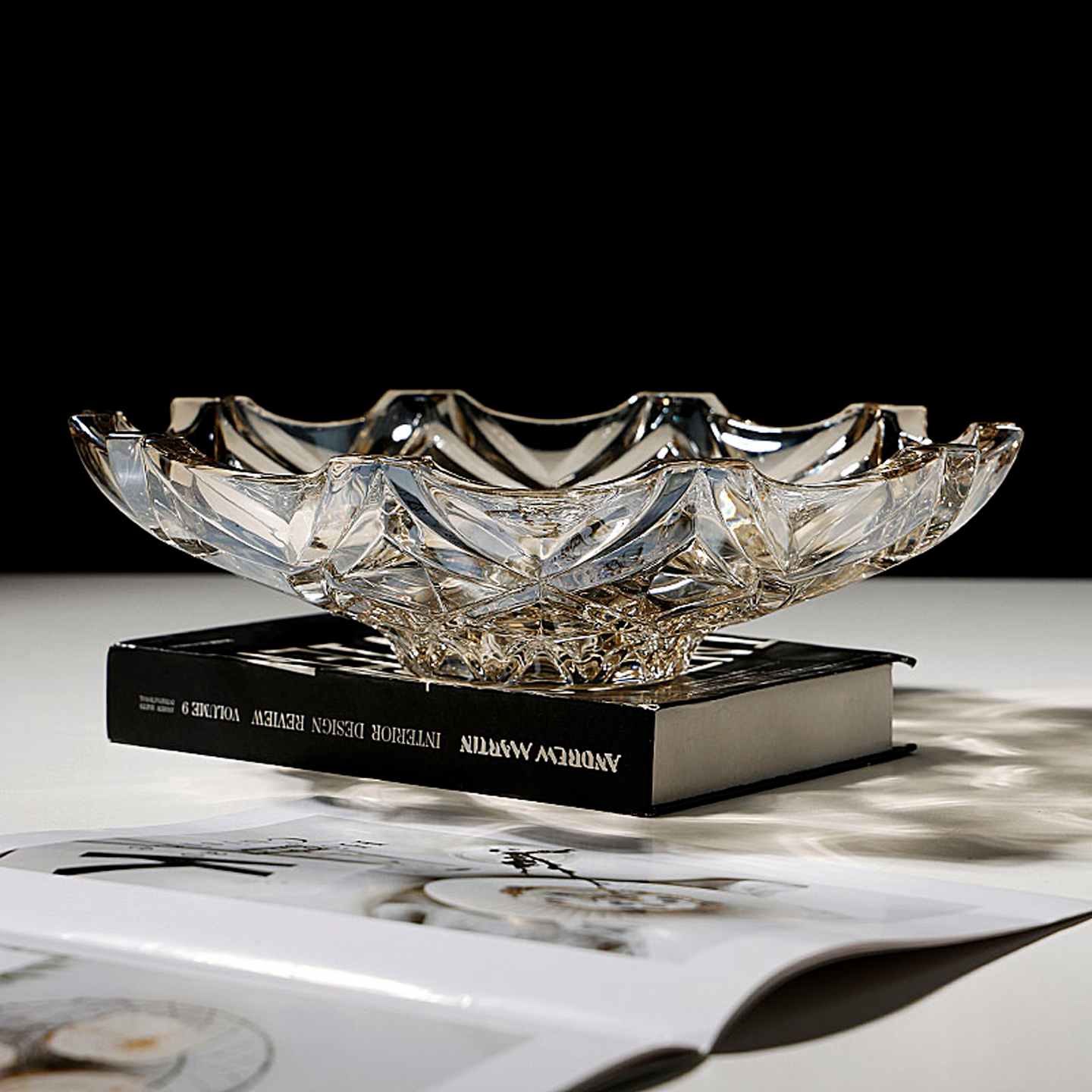 创意家用水晶玻璃水果盘客厅茶几摆放零食干果盘轻奢大号收纳果盆