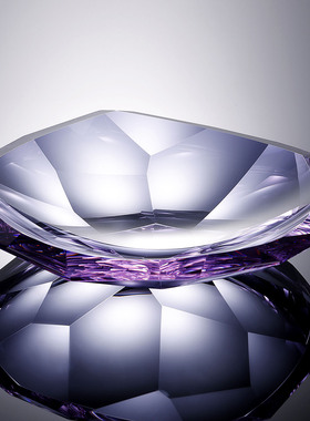 轻奢紫色K9水晶玻璃水果盘简约客厅茶几零食干果盘家居装饰摆放盘