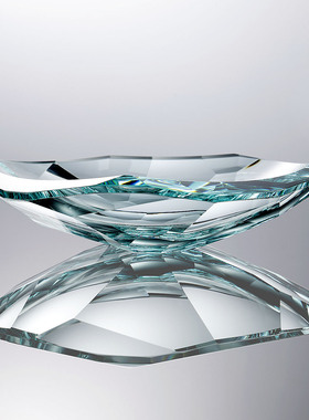 K9创意蓝色水晶玻璃水果盘轻奢客厅家用糖果干果盘家居收纳摆件