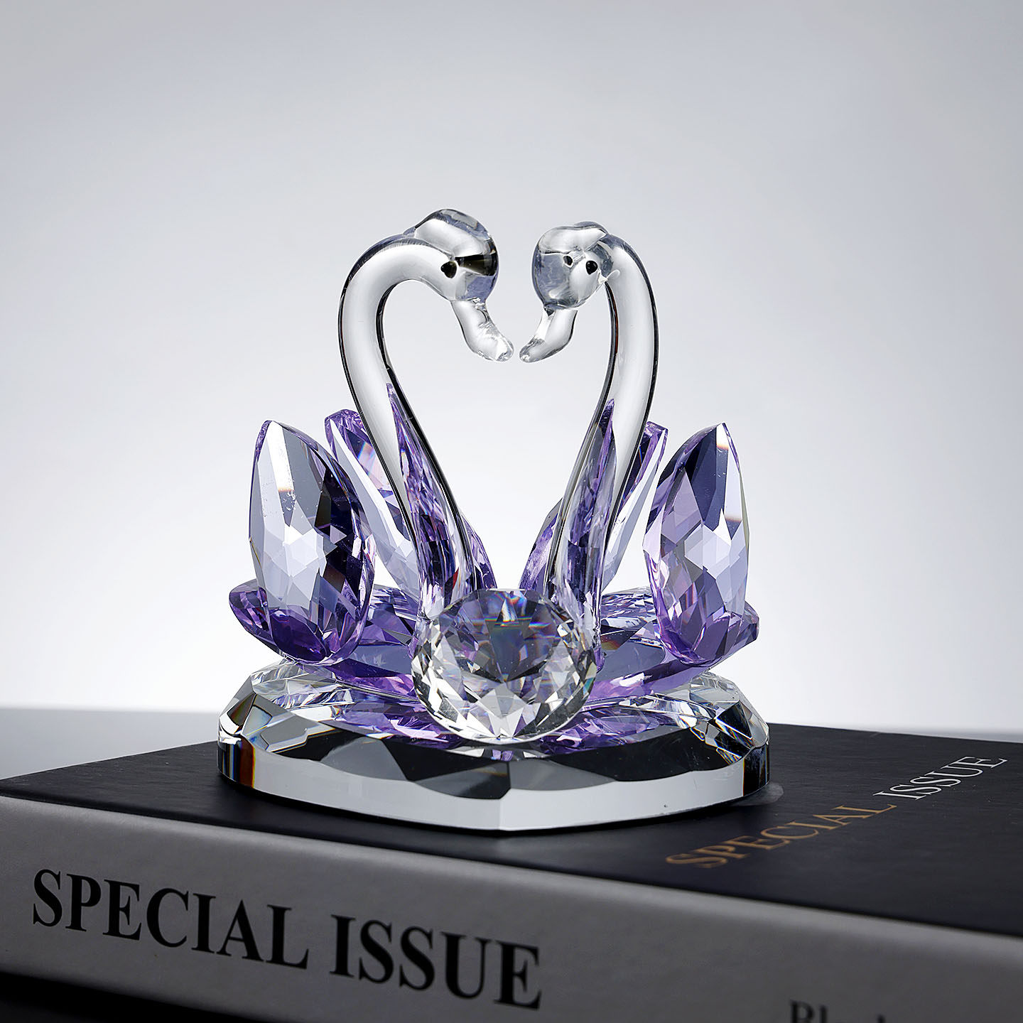 浪漫钻石水晶成对天鹅桌面摆件新居结婚礼品情侣礼物轻奢客厅装饰