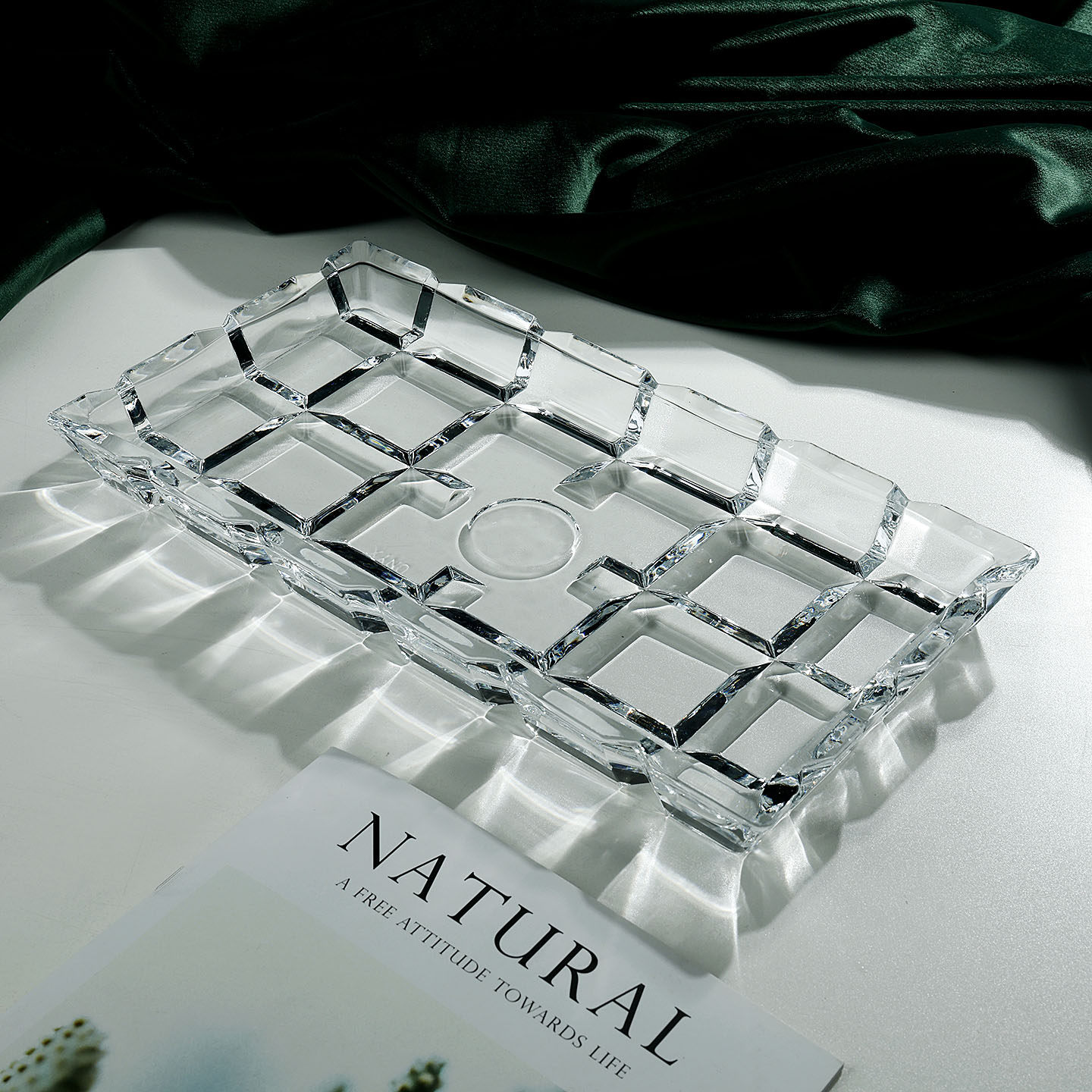 加厚方格透明玻璃水果盘长方形餐用托盘客厅零食糖果拼盘水杯茶盘,餐饮具,餐用托盘,淘宝优惠券,粉丝福利购,淘宝优惠卷