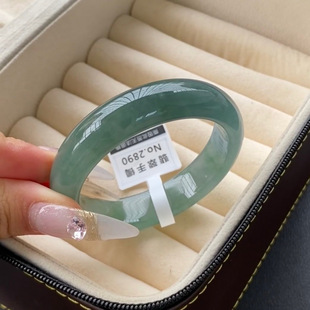 油青阳绿飘花缅甸仿真手镯玻璃种高冰女款手镯旺夫镯手镯拍照儿童