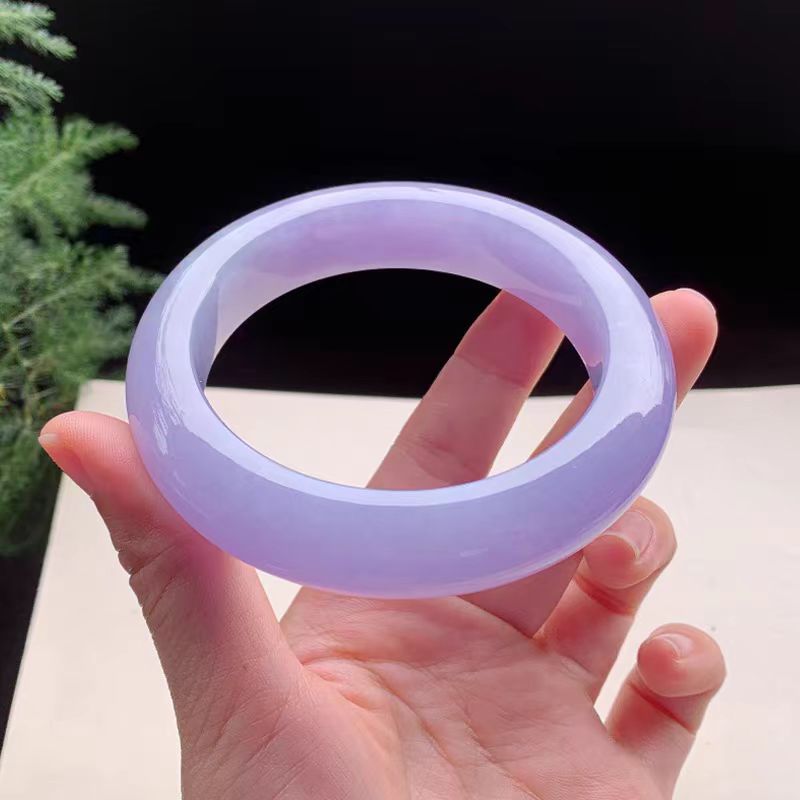 紫罗兰玉手镯缅甸玉石冰种春彩单色平安镯冰糯种紫色镯子儿童道具