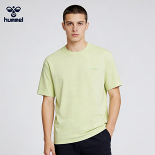 HUMMEL男士纯色短袖2026夏季简约百搭圆领透气休闲半袖情侣款上衣