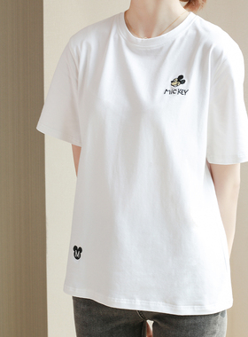 2025夏季原创新款白色纯棉短袖t恤女宽松显瘦刺绣字母印花体恤