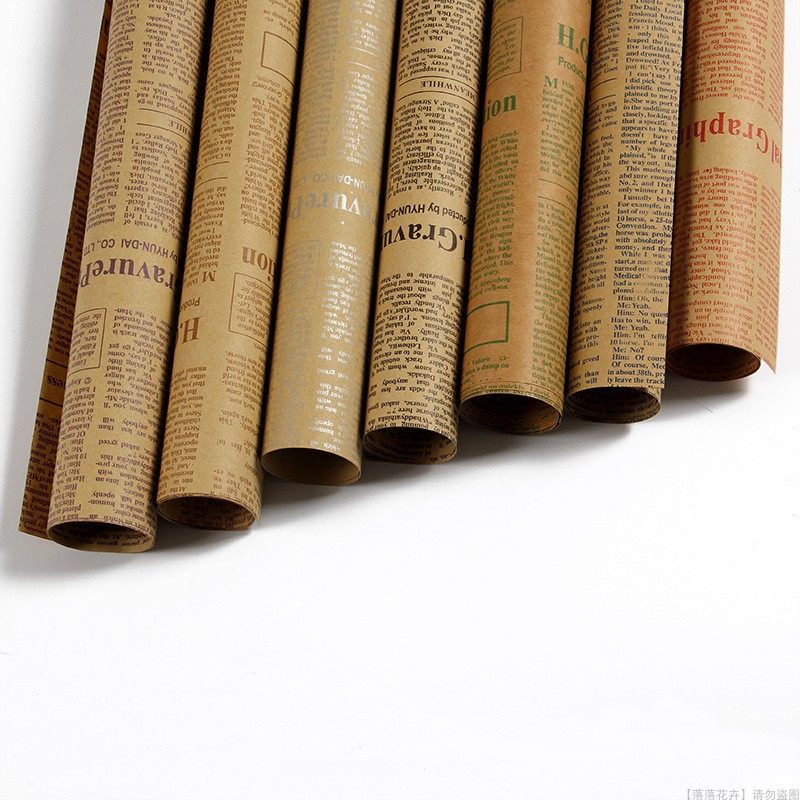 鲜花包装纸英文报纸复古牛皮纸包书纸礼品花艺花店花束包花纸材料,鲜花速递/花卉仿真/绿植园艺,花艺包装纸,淘宝优惠券,粉丝福利购,淘宝优惠卷