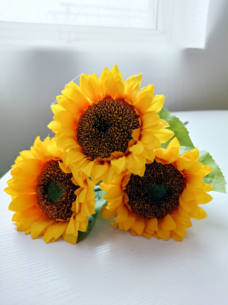 向日葵假花仿真花摆设客厅餐桌面花艺装饰摆件卧室干花束绢花盆栽