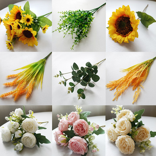 ins仿真花向日葵牡丹桌面