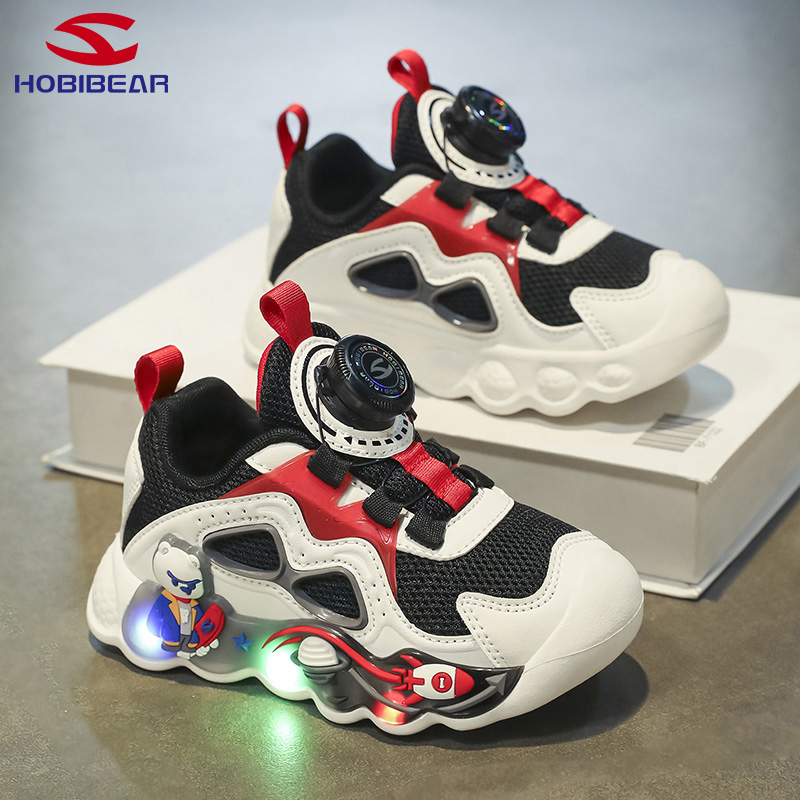 哈比熊网面透气宝宝闪灯鞋男小童