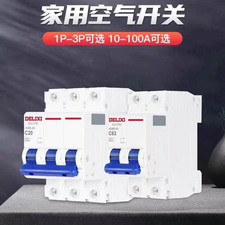 德力西家用2P空气开关总开关电闸断电保护器小型63A断路器1P空开