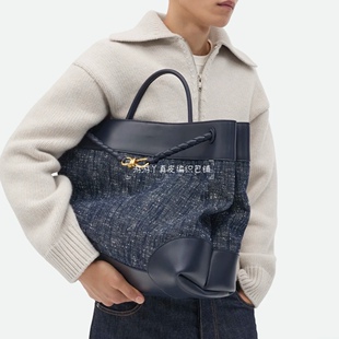 编织包家牛仔蓝设计手提包度假风时尚 单肩斜跨包男女通用潮流大包