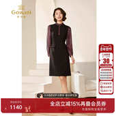 2025新款 春款 法式 乔万尼连衣裙长袖 撞色设计气质中长款 EM3E412