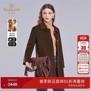 乔万尼2025新款 百搭翻领毛呢外套ET4A846 绵羊毛大衣女中长款