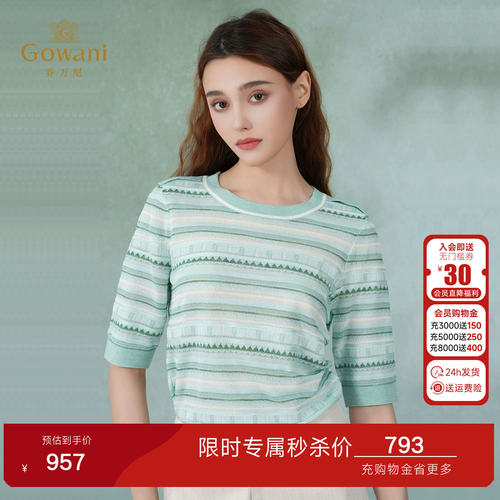 乔万尼提花条纹针织衫女2026春季新品宽松减龄针织上衣EM2M859