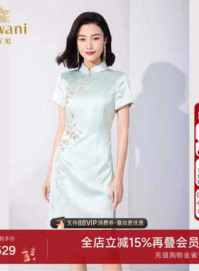 乔万尼夏季连衣裙新中式旗袍复古优雅收腰显瘦精致慵懒感ET2E242