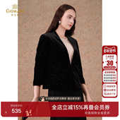 乔万尼商场同款 外套重工好看流行EI3B211 西装 秋装 烫钻金丝绒短款