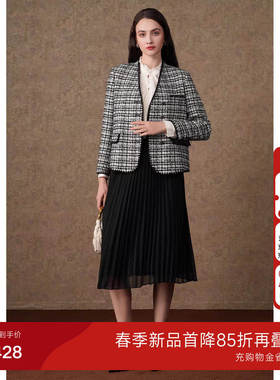 【2025冬款首降】乔万尼绵羊毛短外套格纹小香风洋气时尚EM4B553