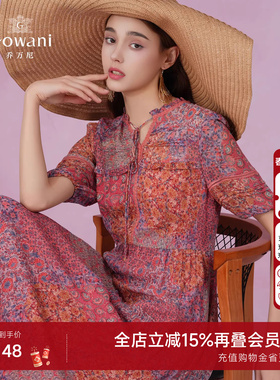 【专利款】乔万尼真丝连衣裙桑蚕丝2025夏新法式碎花EM2E879