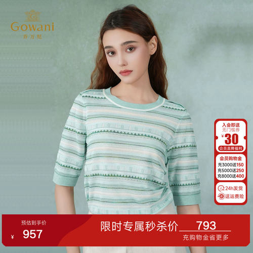 乔万尼提花条纹针织衫女2026春季新品宽松减龄针织上衣EM2M859