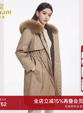 3期免息-乔万尼派克服女冬中长款可拆卸保暖抽绳设计时尚EF4N211