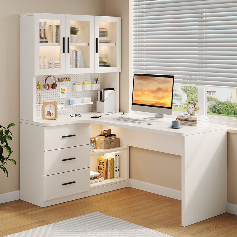 书桌书架一体桌转角书桌电脑桌卧室家用简易办公桌写字桌电竞桌子