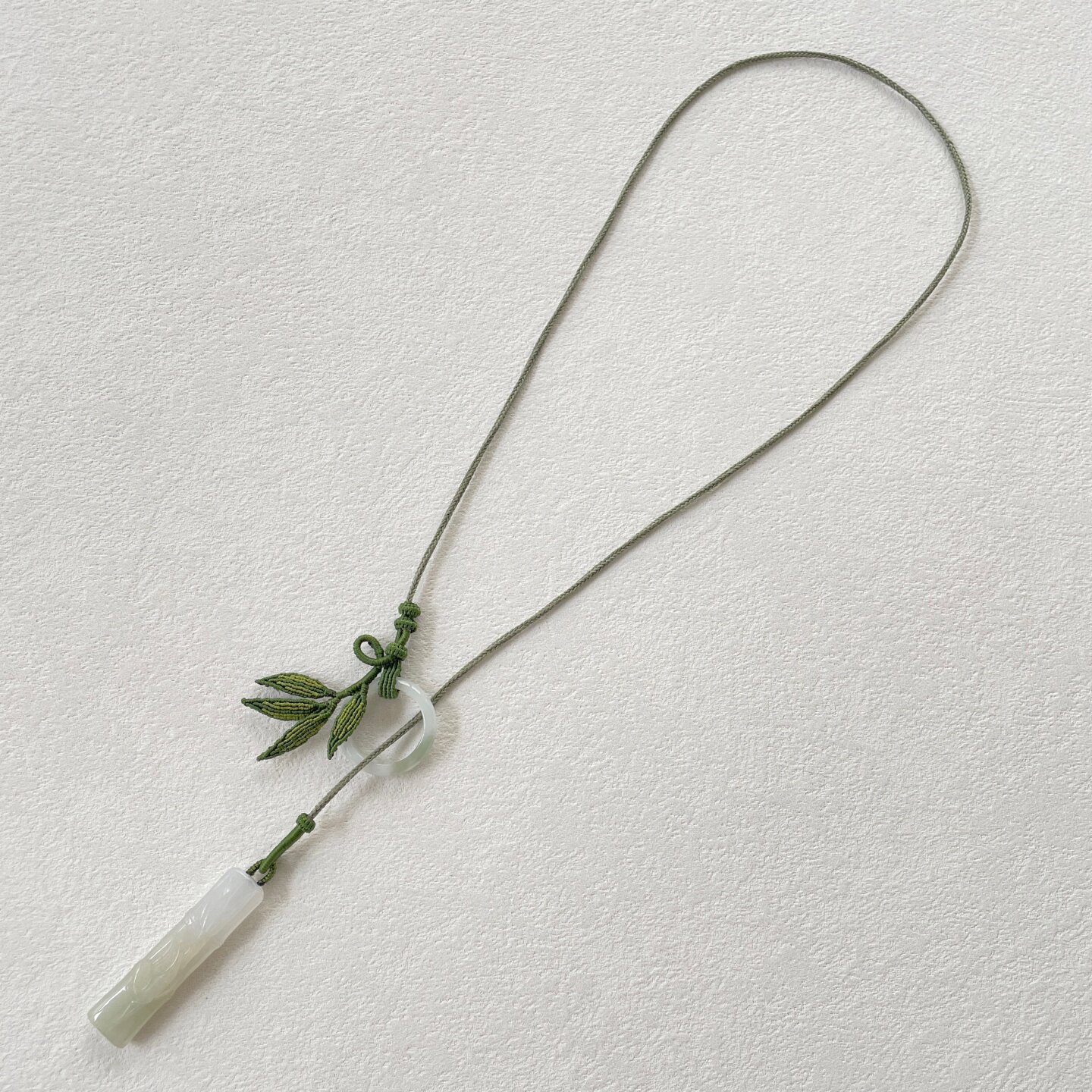 翡翠手作项链灵动清冷竹节花生篮