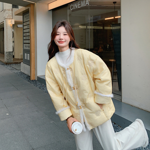 大量有货 真水貂毛 新中式黄色刺绣羽绒服2C002 A606 P285 K428图片