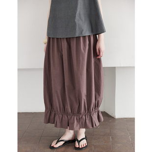 SOMETHING 日系红色细格 极简通勤百搭抽褶松紧半身裙