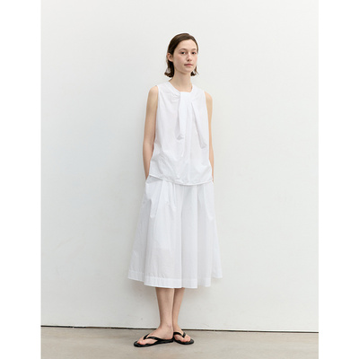 精梳棉超大裤摆阔腿七分裙裤