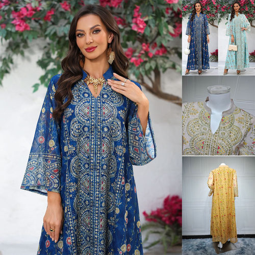 印花烫钻礼服民族风礼服连衣裙