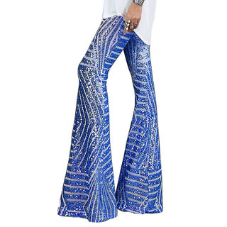 2022跨境新款女装亮片高腰喇叭显瘦阔腿休闲长裤Sequined pants