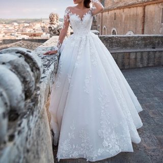 2020显瘦双肩露背蓬蓬拖尾婚纱外贸大码定制Custom wedding dress