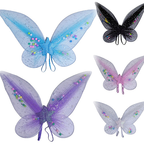 儿童节日新款派对彩球翅膀表演服彩球网炫彩翅膀天使翅膀套装道具