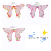 包邮 儿童亚克卡仕花仙子演出装 扮道具小精灵蜻蜓紫粉黄色披风翅膀