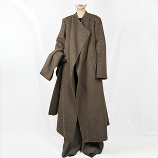 没2月 围脖羊驼毛大衣外套 小众氛围感天丝羊毛大衣2025年秋冬新款