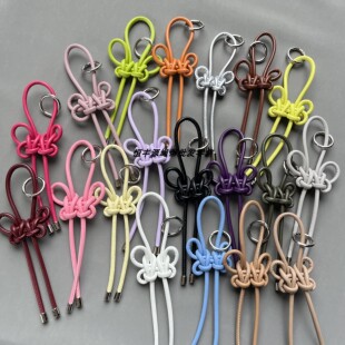 蝴蝶结挂件高档pu皮绳手工编织攀缘结钥匙扣挂件diy制作包包挂饰