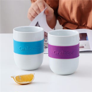陶瓷咖啡杯创意彩色马克杯硅胶杯办公室家用茶水杯早餐牛奶杯
