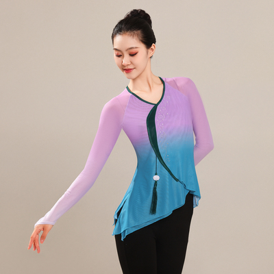 渐变古典舞弹力纱衣身韵舞蹈练功