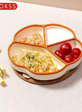 COOKSS宝宝硅胶婴儿学吃饭分格儿童餐具辅食碗餐盘带吸盘双果肉条