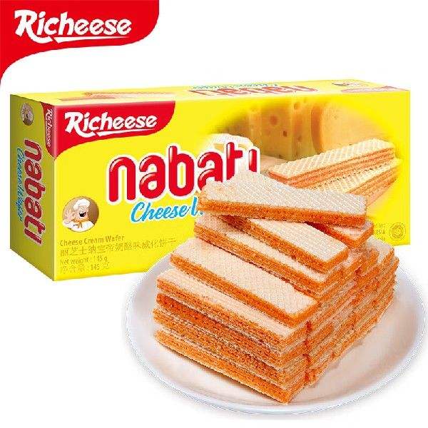 丽芝士（Richeese）印尼进口纳宝帝休闲零食奶酪味威化饼干果肉条