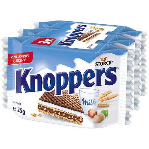 Knoppers优力享德国进口牛奶榛子巧克力威化饼干75g五层夹心网红