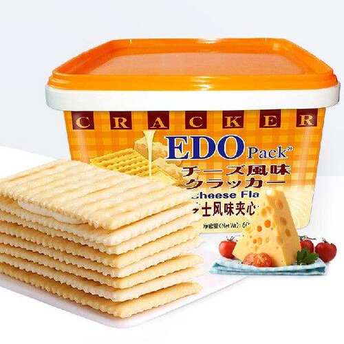 EDOpack零食早餐苏打夹心饼干芝士风味600g/盒送礼团果肉条箱装