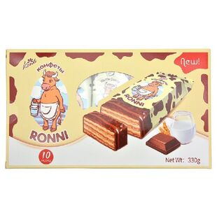 KONTI康吉俄罗斯进口罗尼大牛巧克力味威化饼干330g