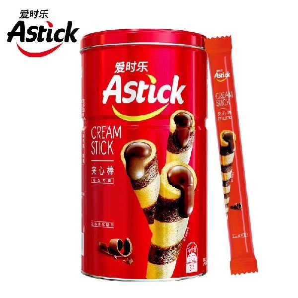 爱时乐（Astick） 巧克力味夹心棒(注心饼干）蛋卷威化饼干休闲零